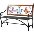 39.7" Black Metal Outdoor Bench with Armrest V4318