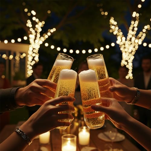 Clear 9oz Stemless Disposable Champagne Flutes D5045