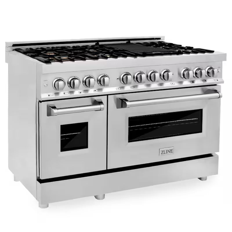 7 Burner Double Oven Dual Fuel Range with Brass Burners in Stainless Steel H863