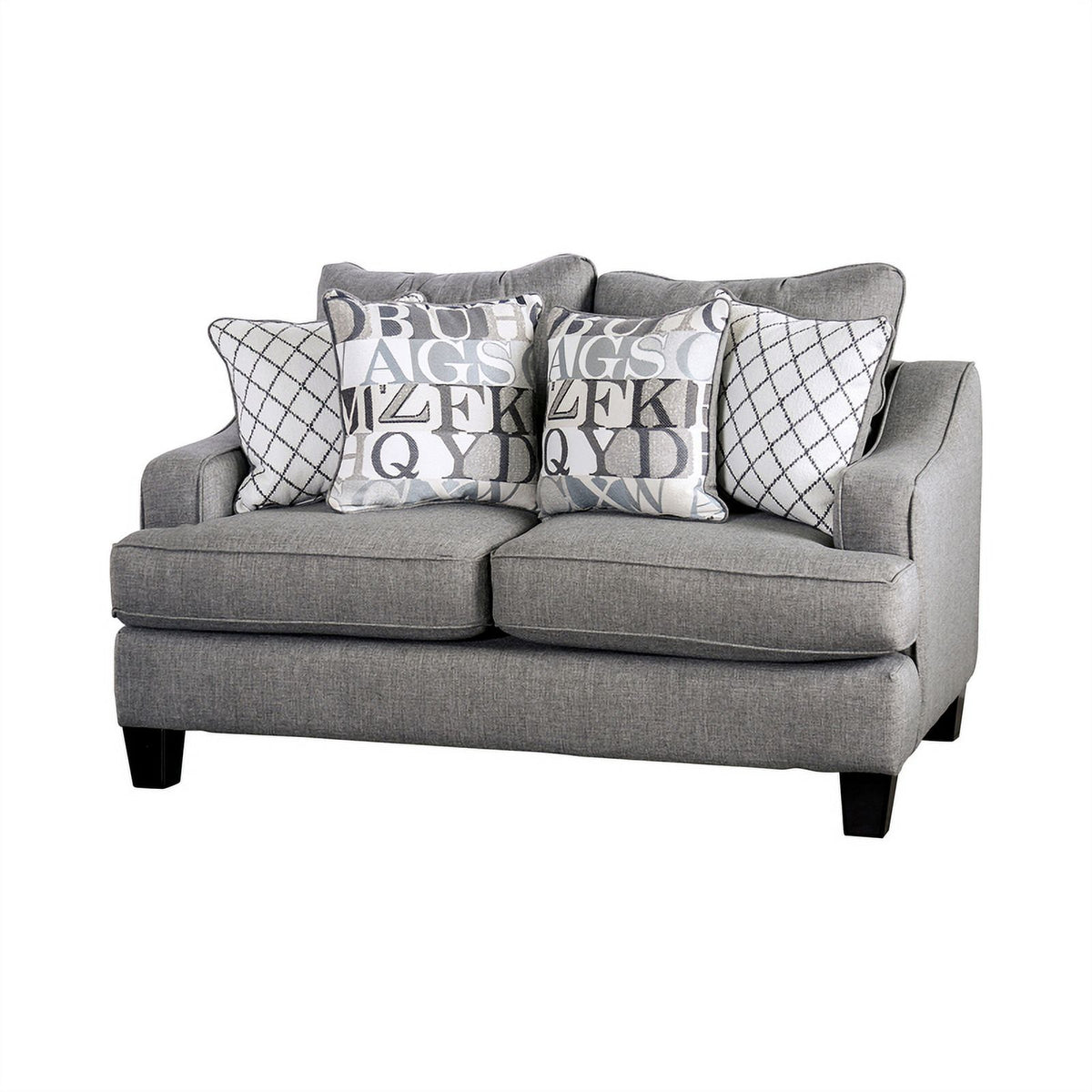 Bluish Gray Fabric 3-Piece Sofa Set with Ottoman F65584