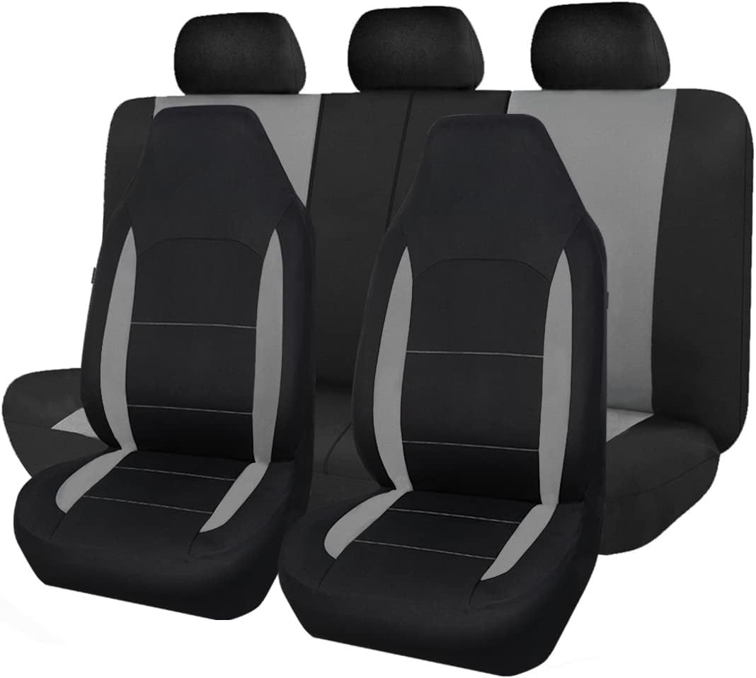 Black Purple Polyester Car Seat Covers Full Set Low Back Pack of 2 S348