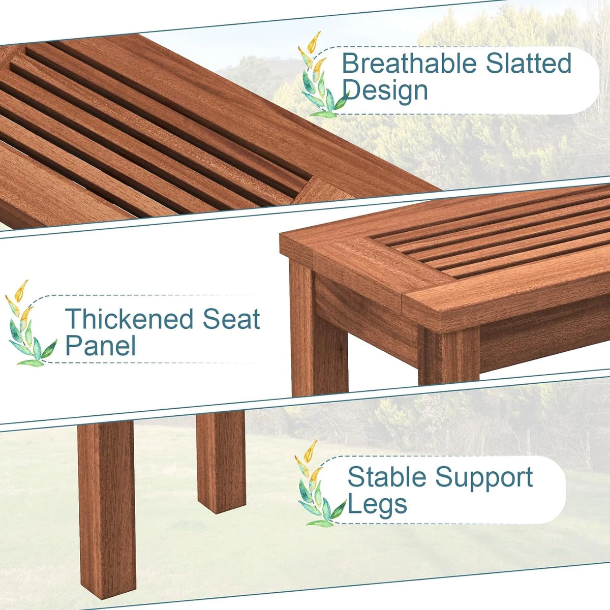 Weather Resistant Solid Wood 2 Seater Outdoor Bench E912891