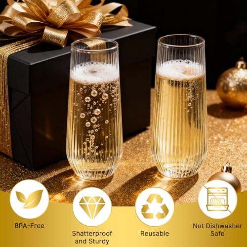 Clear 9oz Stemless Disposable Champagne Flutes D5045