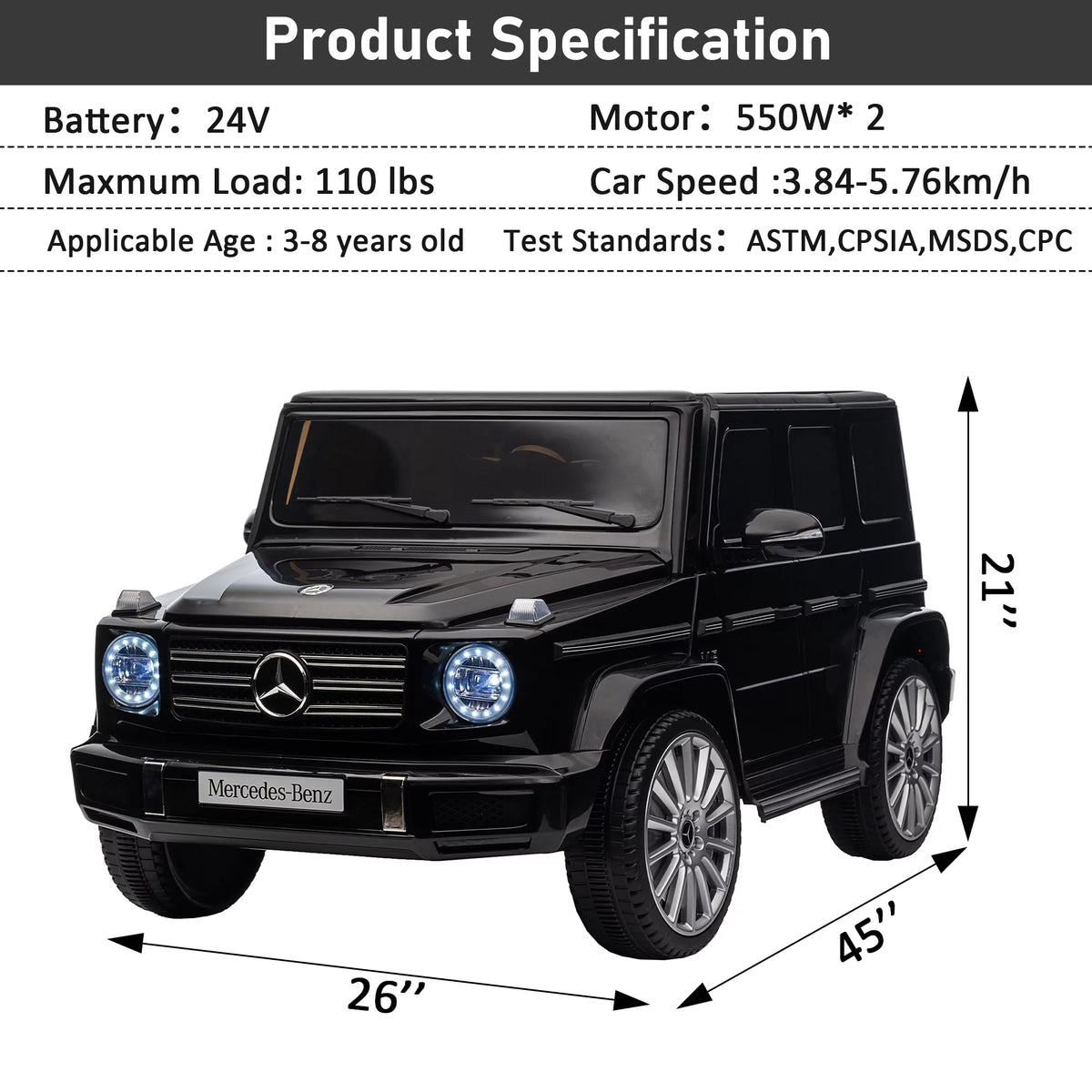 Black 24V Kids Ride on Electric Car G819