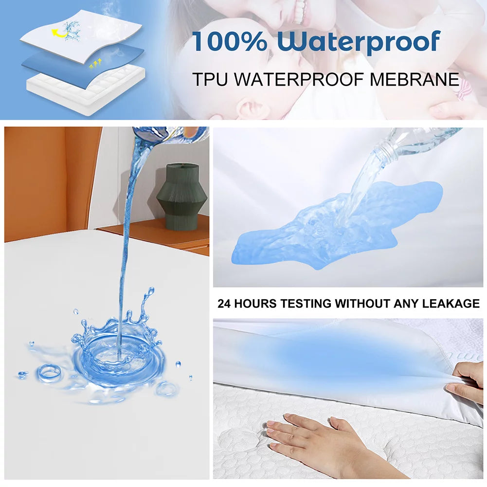 Bamboo Fibre Full Size Waterproof Mattress Protector Deep Pocket Y98480
