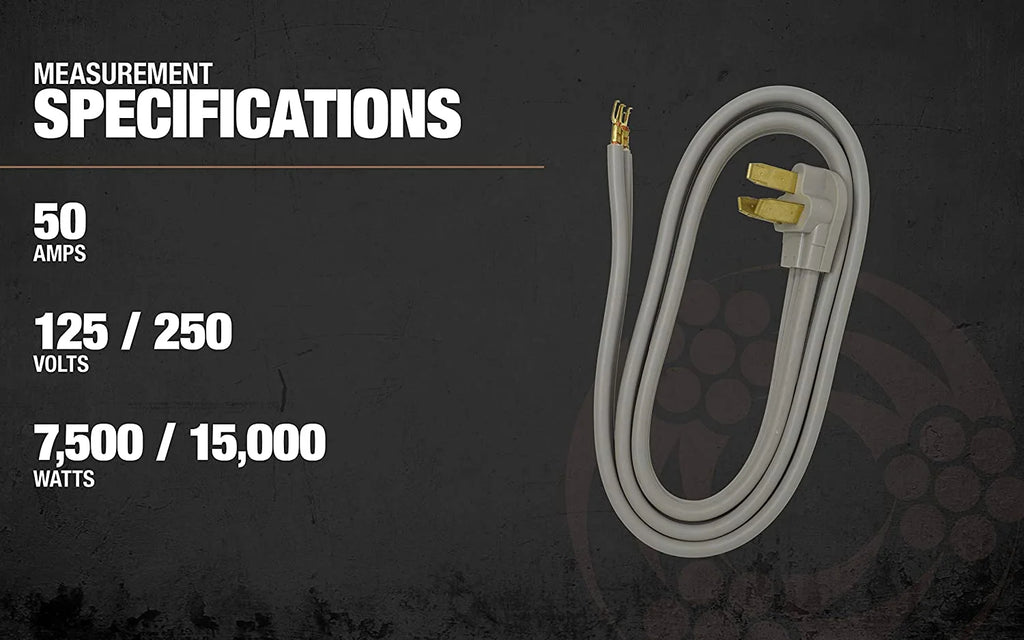 6' 50-Amp 3-Wire Range Power Cord N8166
