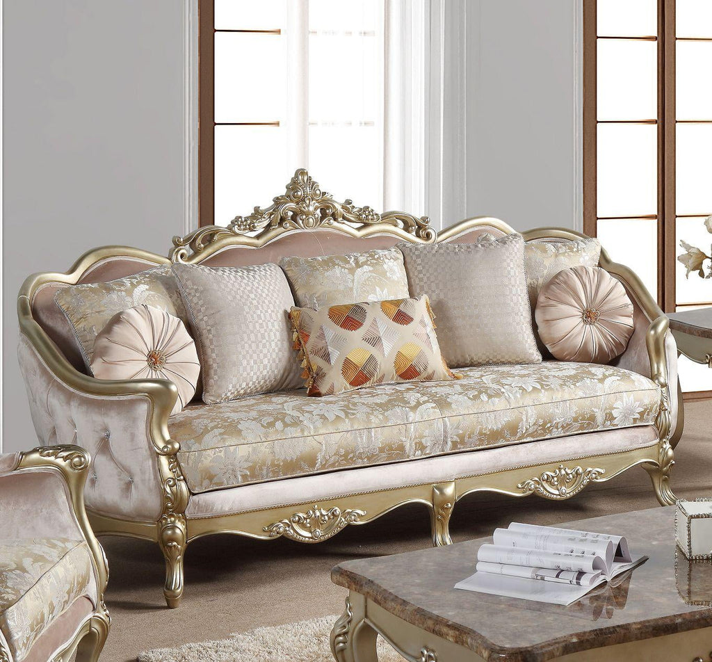 Champagne Finish Wood Sofa Set 3Pcs B423