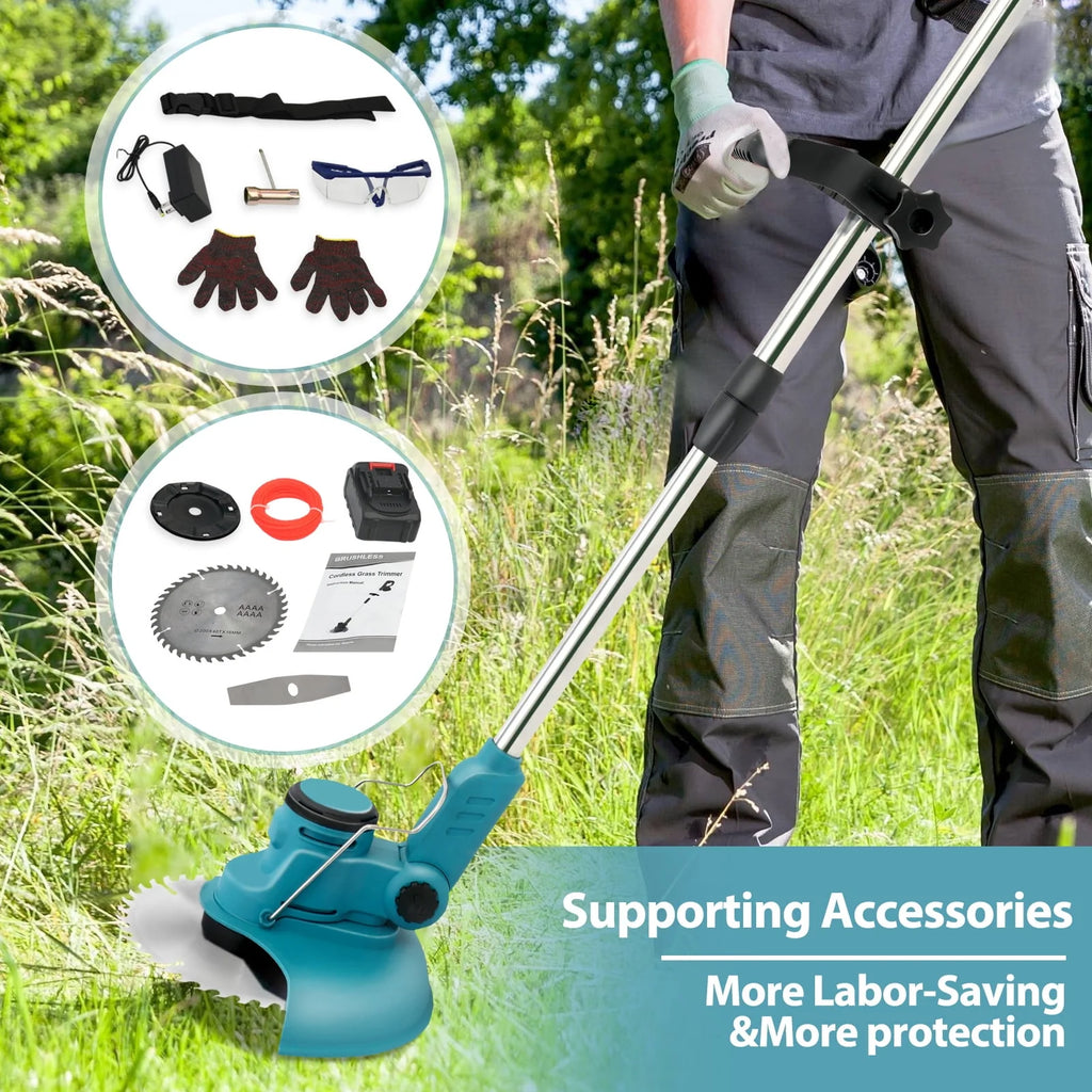 24V 650W Cordless Electric Lawn Mower and Grass Trimmer with Batteries L9278