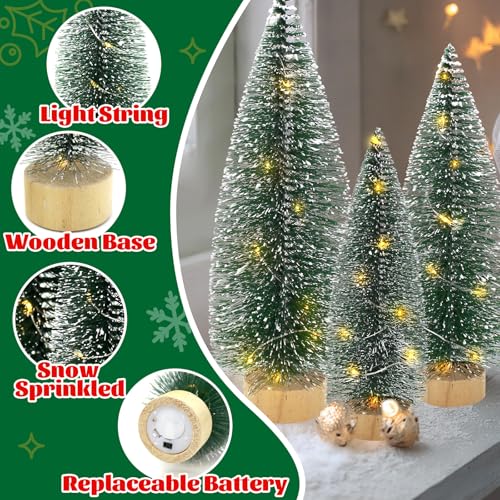 Mini Bottle Brush Christmas Trees with Lights A4380