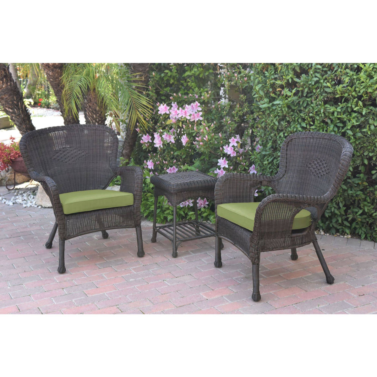 Green Resin Wicker 3 Piece Patio Conversation Set S1595