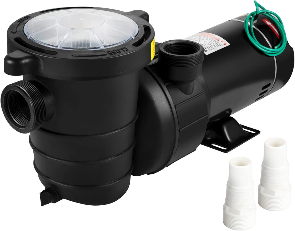 1HP 110V 5220GPH Self-priming Swimming Pool Pump with Strainer Basket and 2pcs 1-1/2'' NPT Connectors S55482
