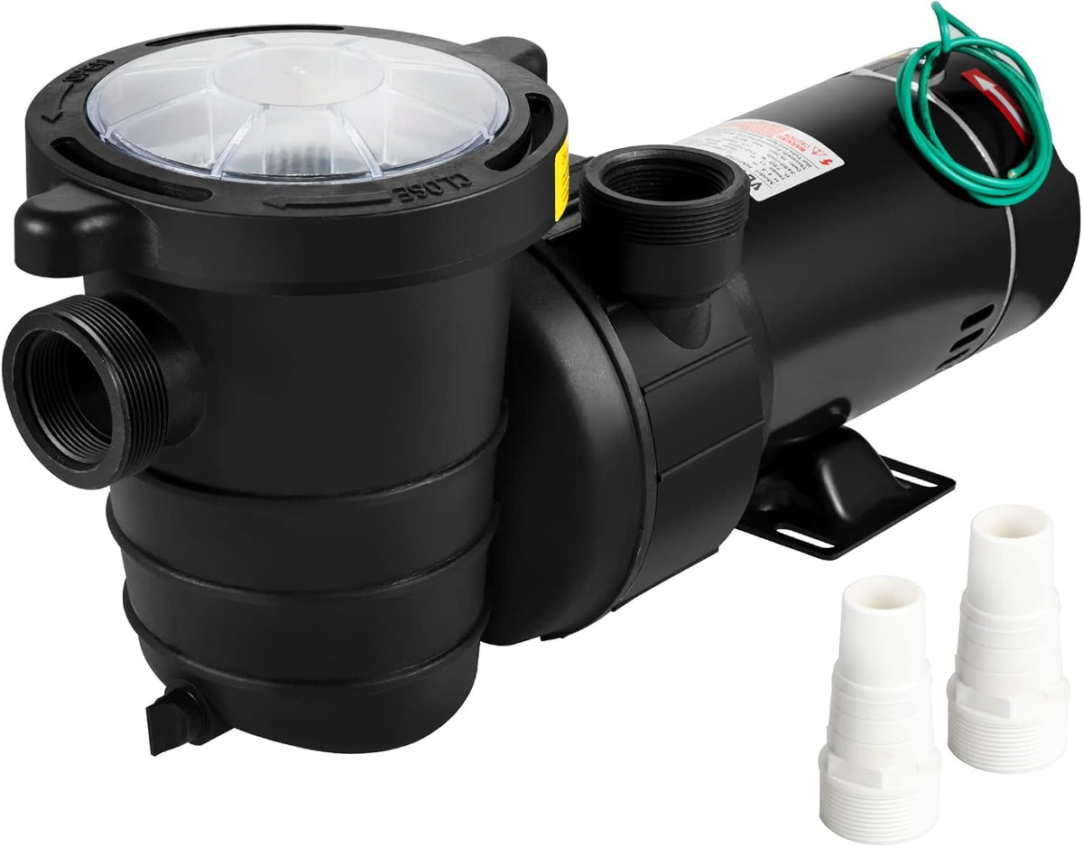 1HP 110V 5220GPH Self-priming Swimming Pool Pump with Strainer Basket and 2pcs 1-1/2'' NPT Connectors S55482