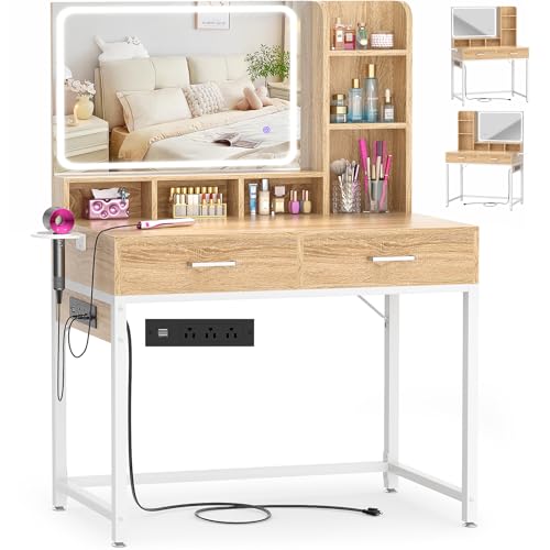 Black Vanity Desk with Mirror and Drawers E936143