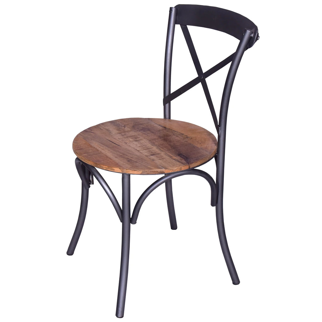 19 Inch Industrial Dining Accent Chair with Mango Wood Seat U390