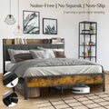 Full Size Metal Platform Bedframe with Headboard D17007