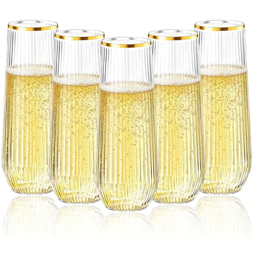 Clear 9oz Stemless Disposable Champagne Flutes D5045
