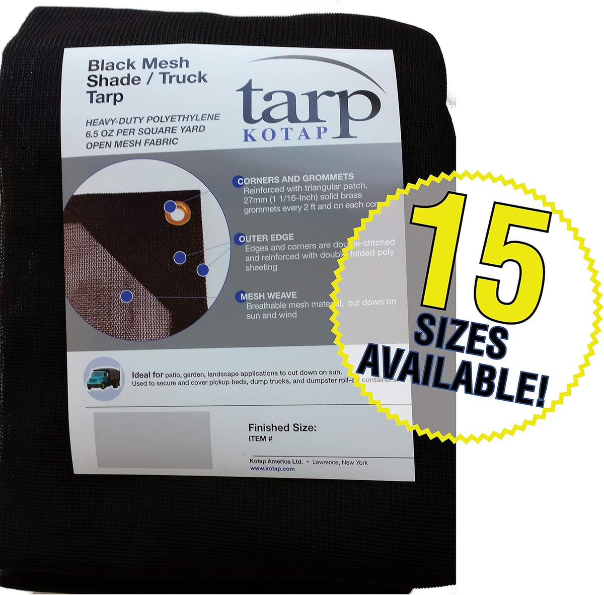 12 x 24 ft Black Reinforced Truck Tarp I263