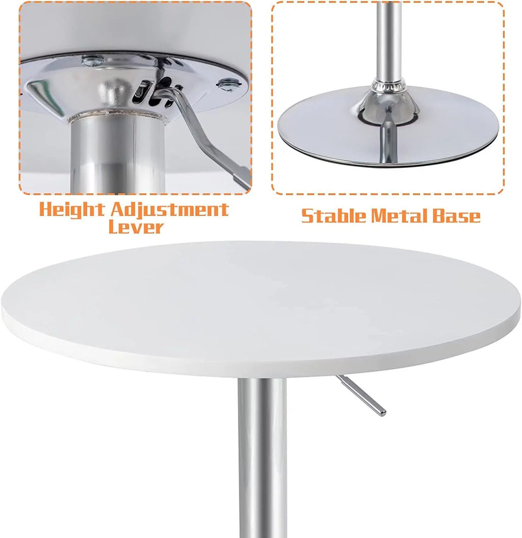 White Adjustable Height Round Bar Table F81309