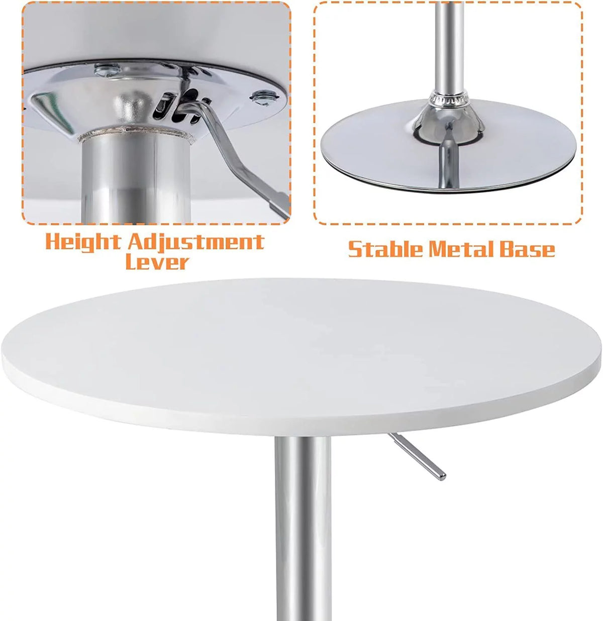 White Adjustable Height Round Bar Table F81309