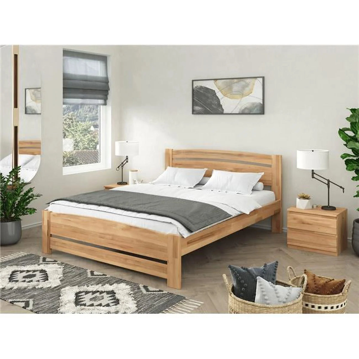 Natural Wood Platform Bed Full Size F8082