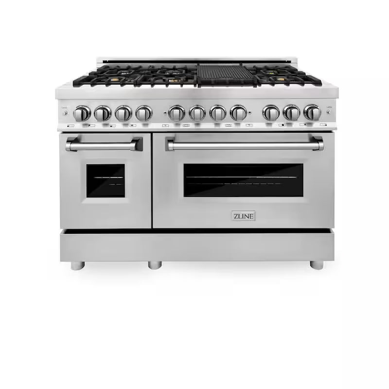 7 Burner Double Oven Dual Fuel Range with Brass Burners in Stainless Steel H863