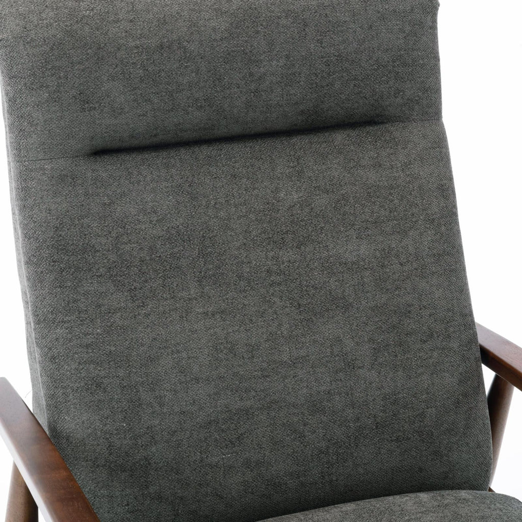 Charcoal Polyester Fabric Wood Arm Push Back Recliner N363294