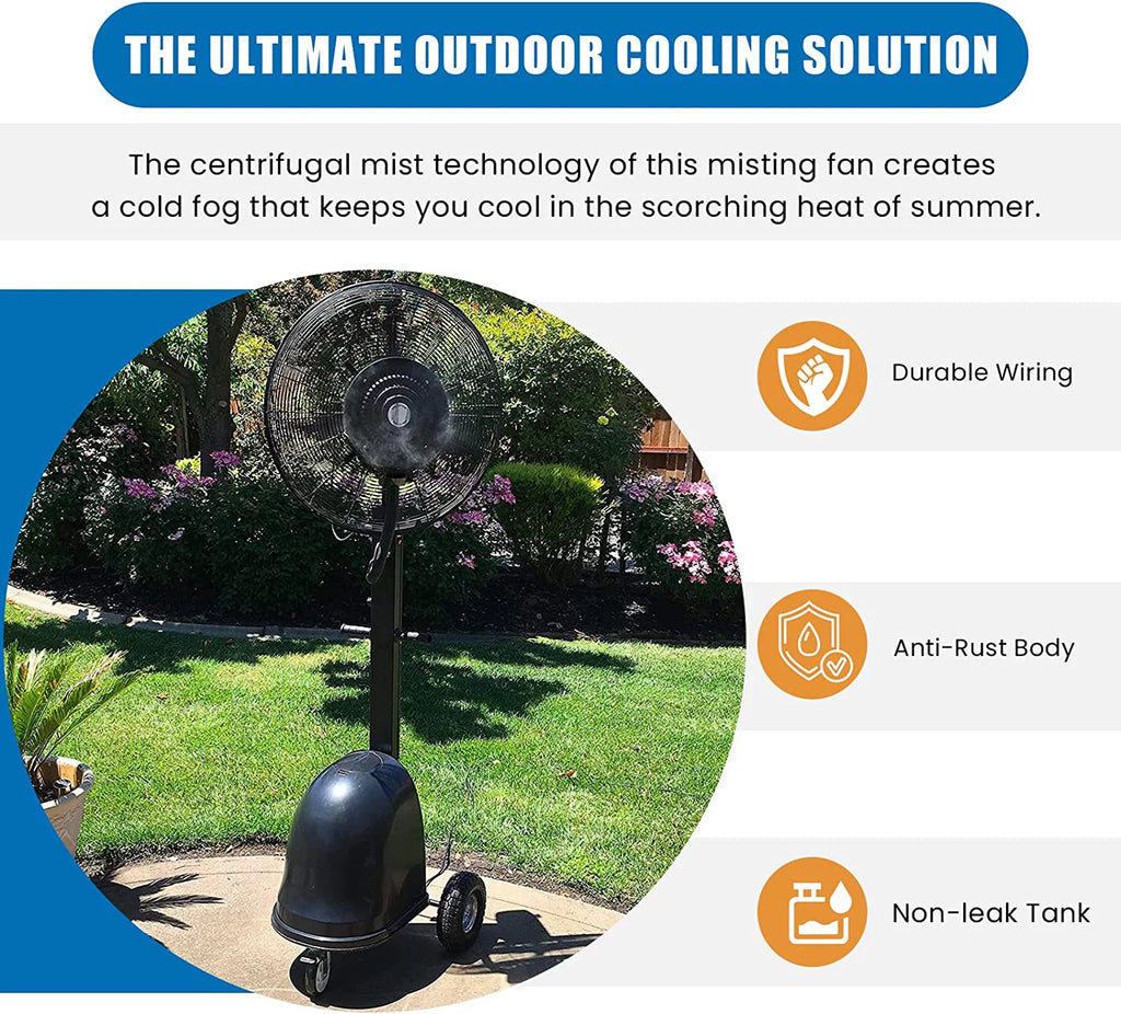Oscillating Misting Pedestal Fan 12 Gallon 3 Speed 26 inch Black W44589