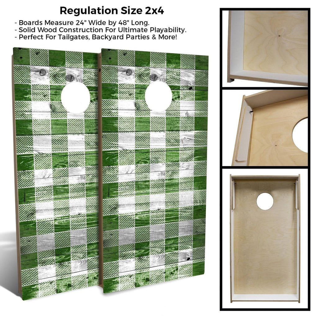 Green Checkered Cornhole Set with Carrying Case U927631