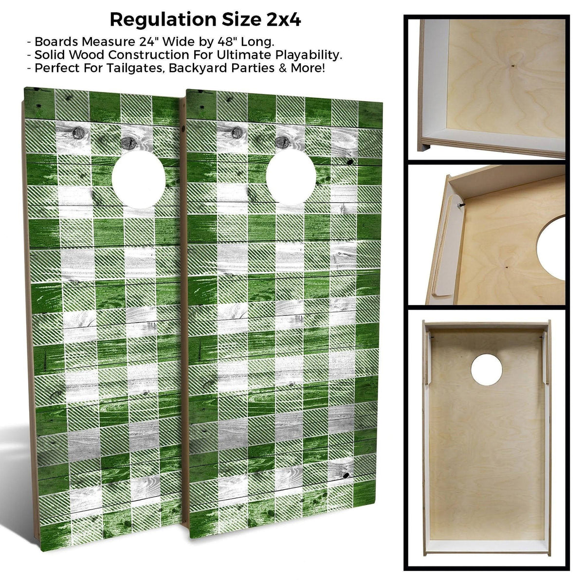 Green Checkered Cornhole Set with Carrying Case U927631
