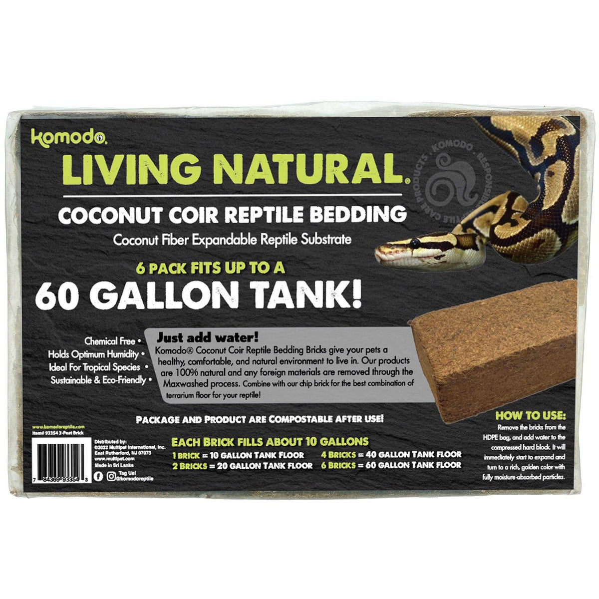 Natural Coconut Coir Reptile Bedding Brick S26416