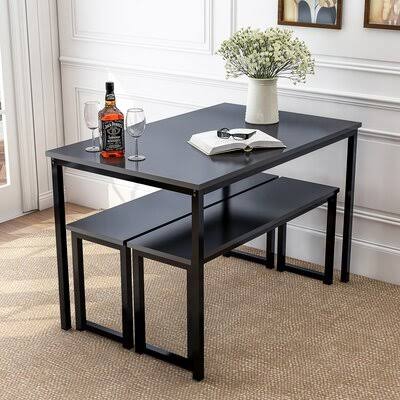 3 Piece Dining Set Black M998