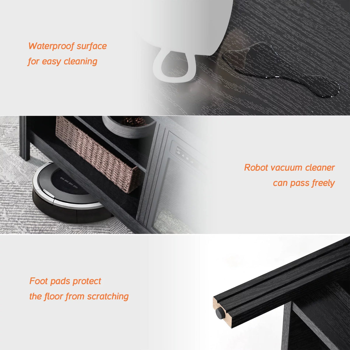Black Fireplace TV Stand with LED Lights T42497