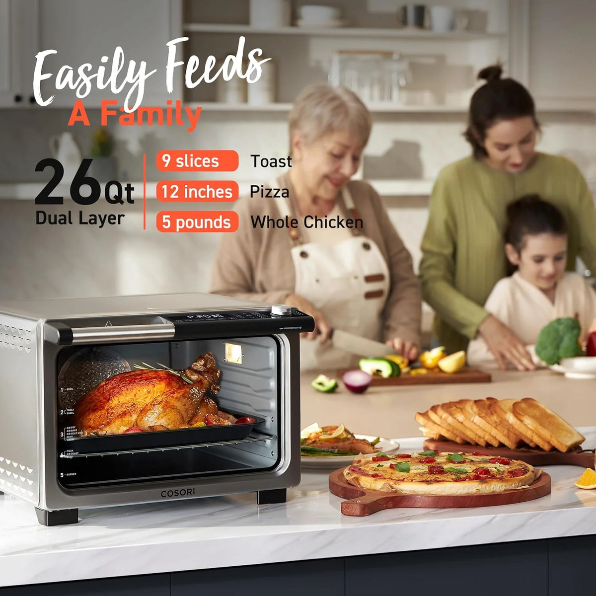 13-in-1 26-Quart Ceramic Air Fryer Toaster Oven Combo C86364