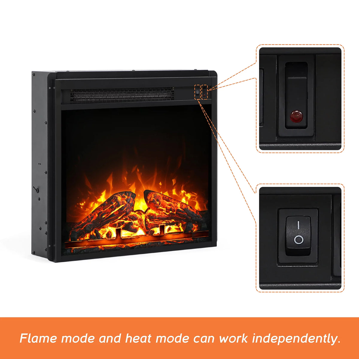 Black Fireplace TV Stand with LED Lights T42497