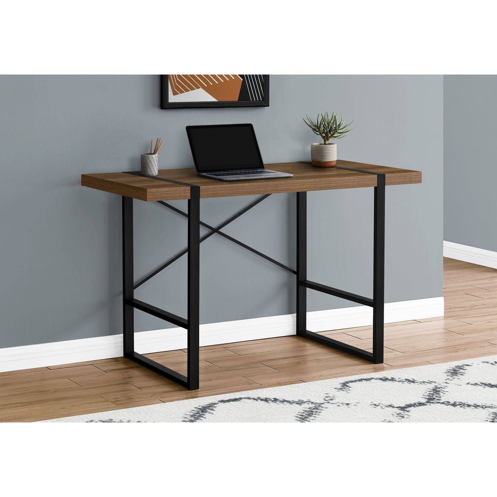 Walnut Black Metal Computer Desk L90801