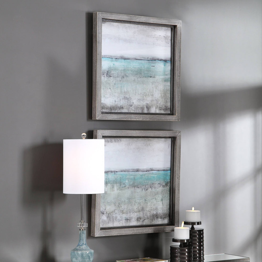 Aqua Horizon Framed Prints Set of 2 P4643