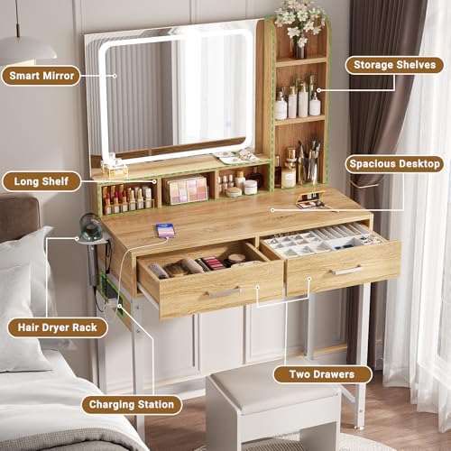Black Vanity Desk with Mirror and Drawers E936143