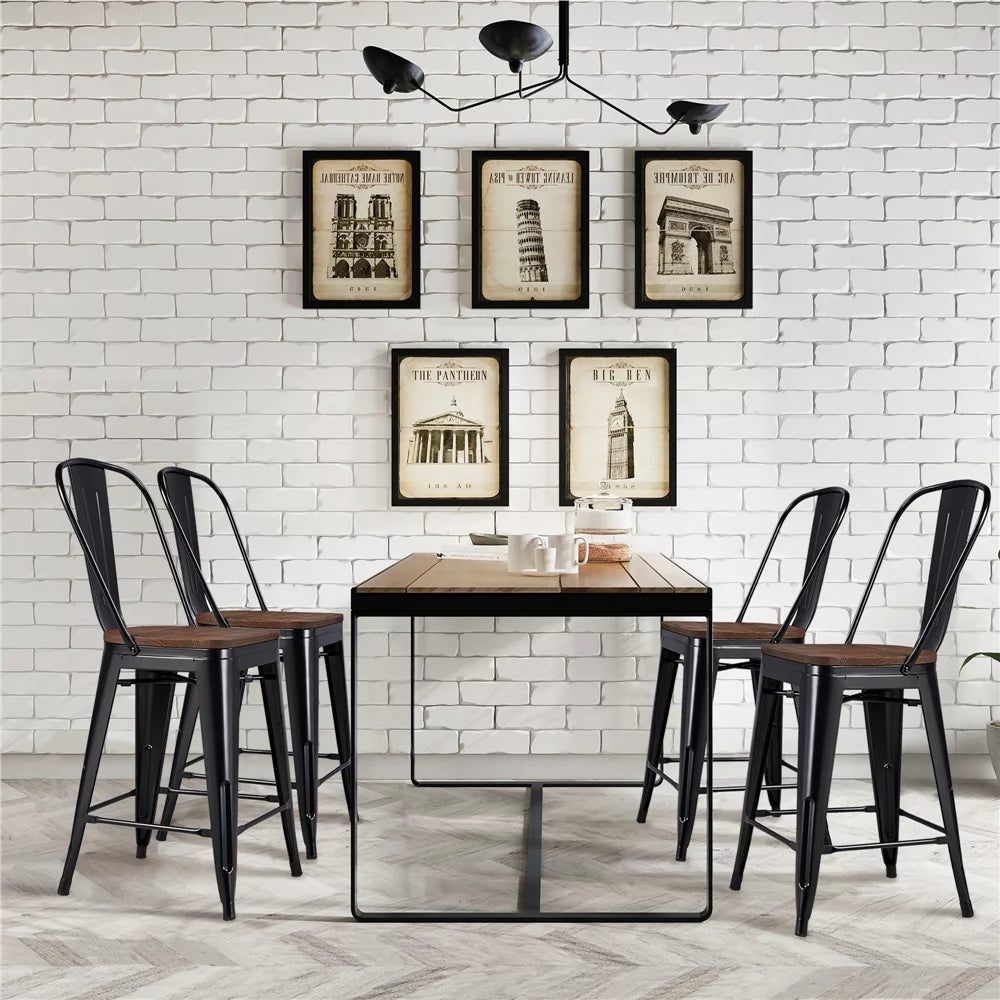 Black Metal Dining Chairs Set of 4 M41075