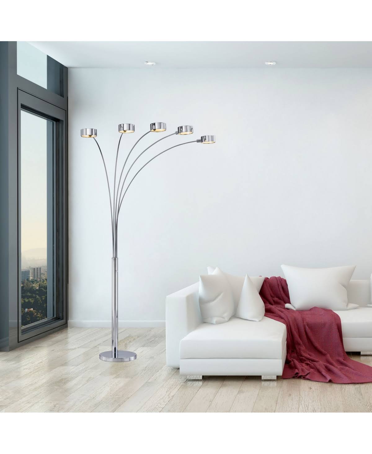 Chrome Arched Floor Lamp with Dimmer B40285