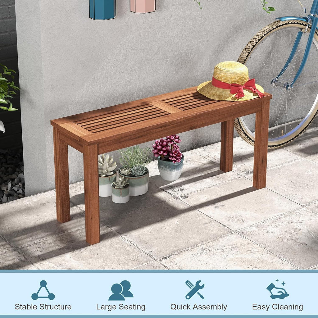 Weather Resistant Solid Wood 2 Seater Outdoor Bench E912891