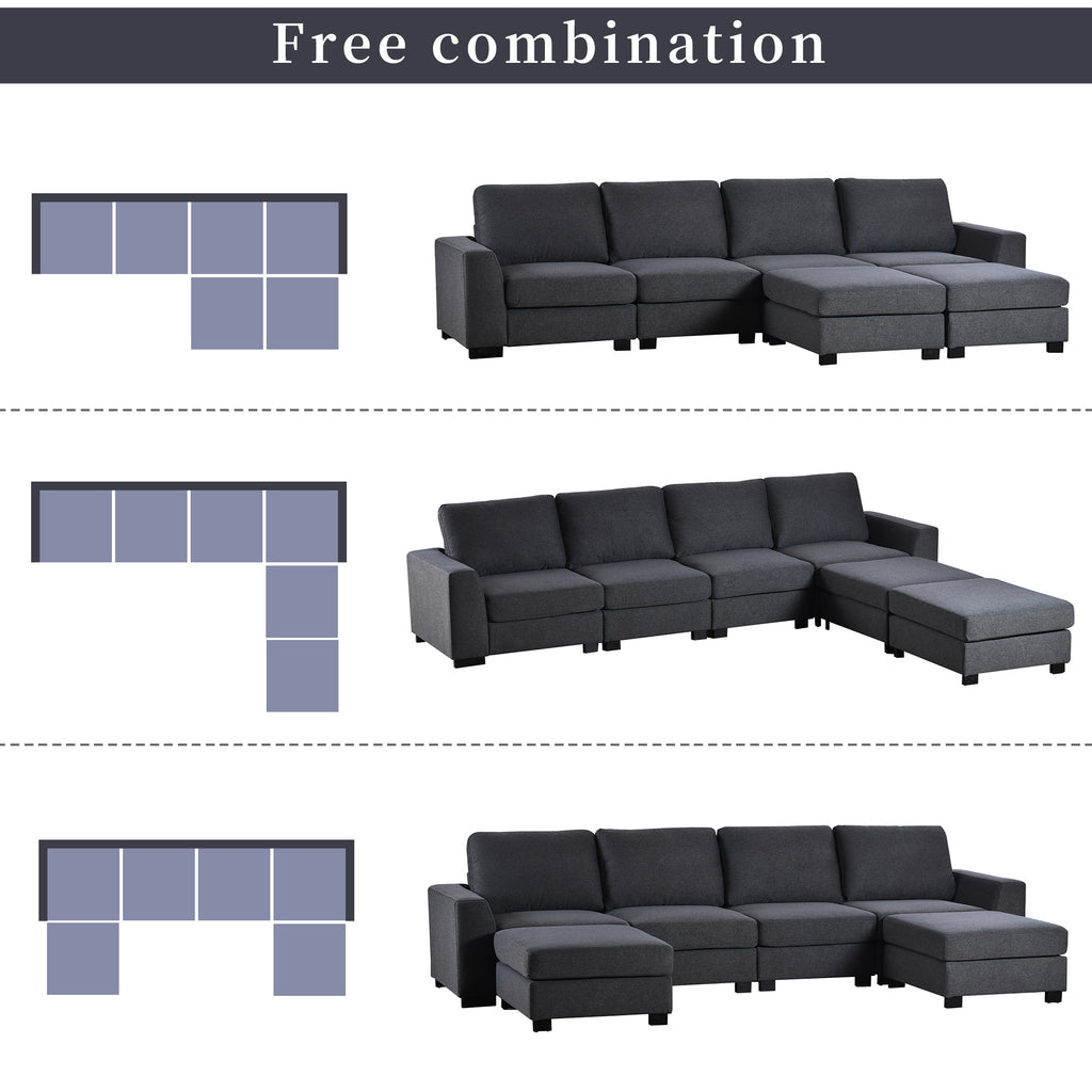 U Shaped Sofa with Removable Ottomans V643733