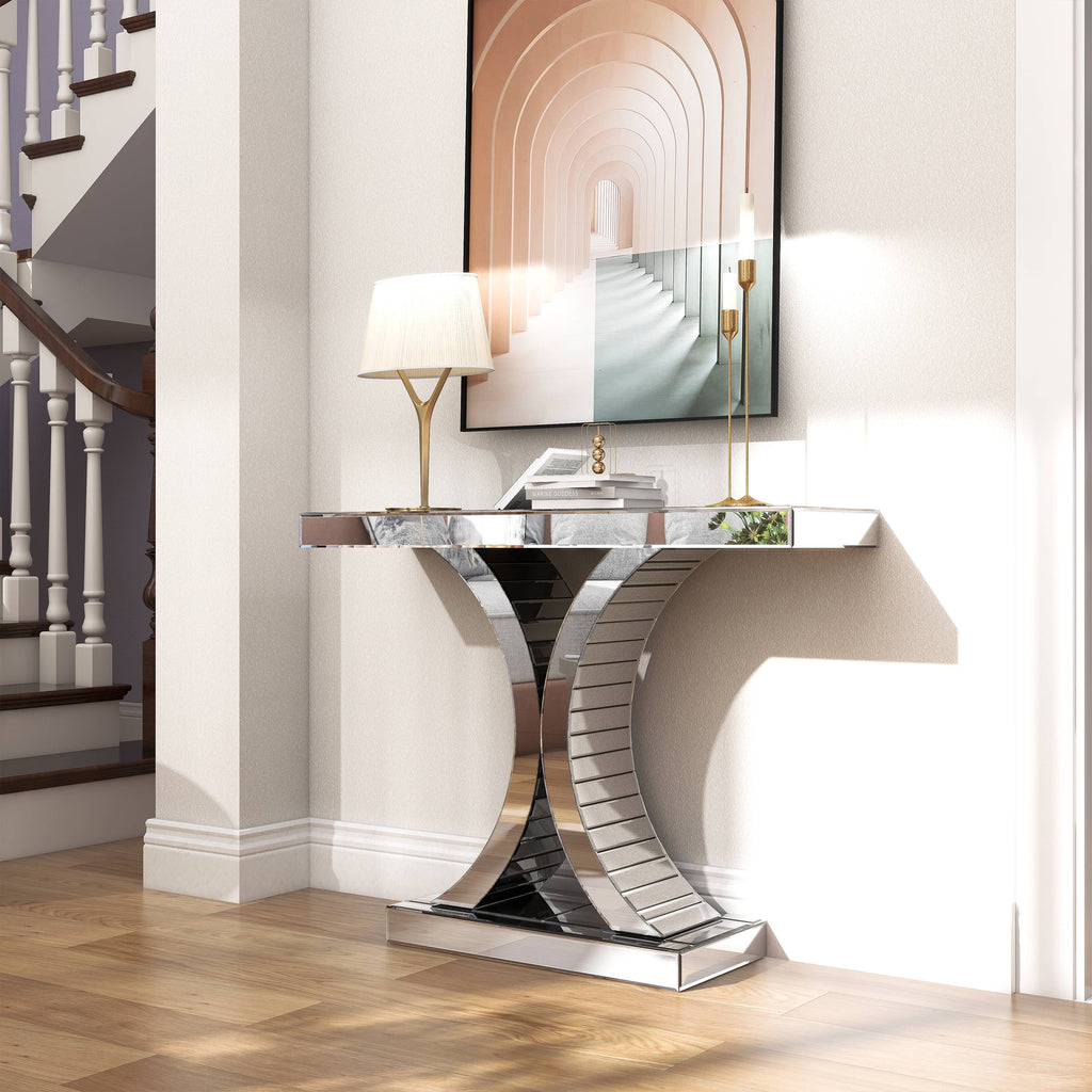 Modern Mirrored Console Table Glass Accent Table F733