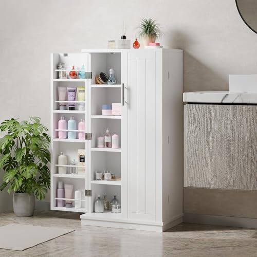 White 5 Layer Storage Cabinet with Adjustable Shelves O502