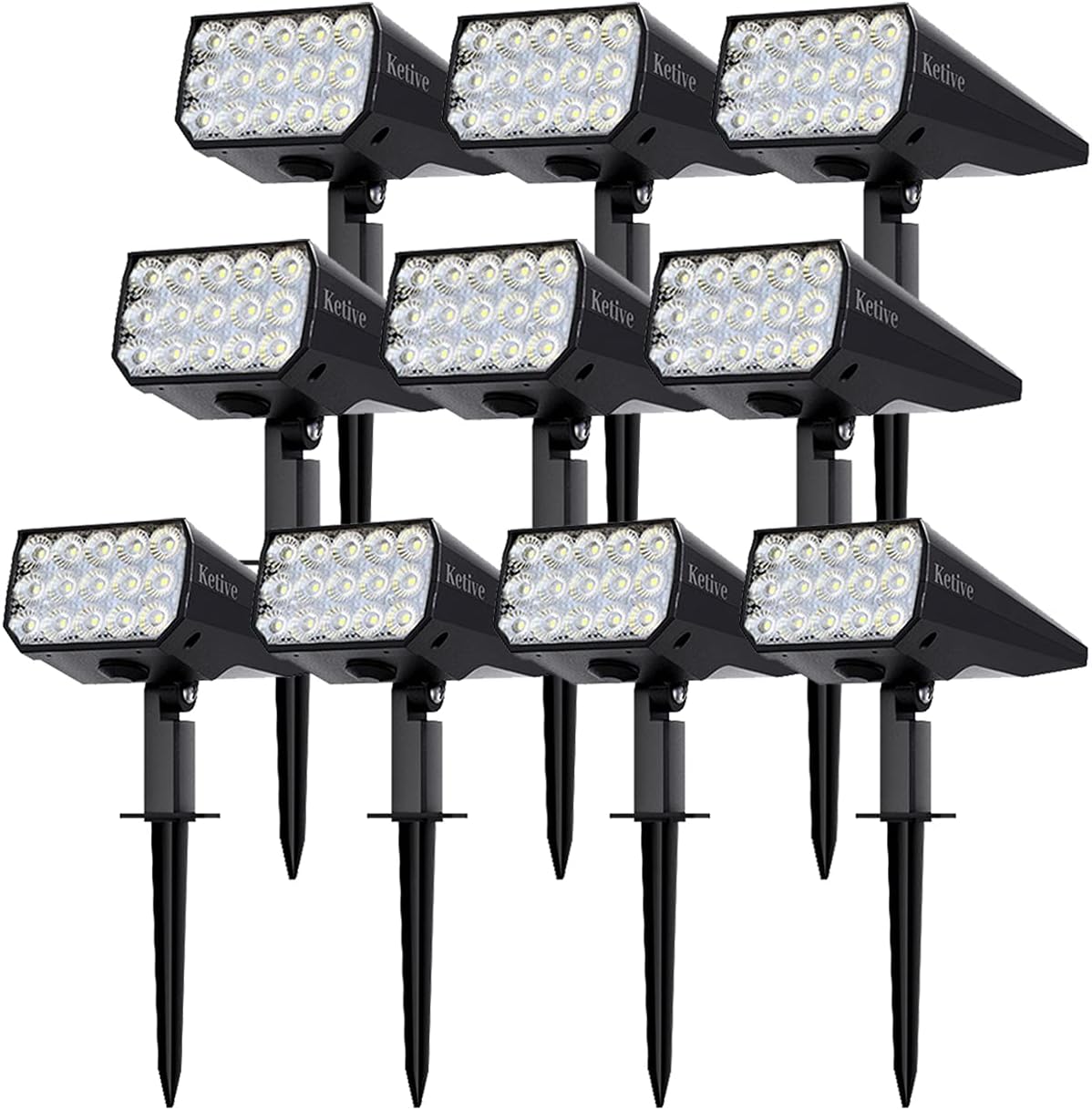 8 Pack 15 LEDs Solar Landscape Spotlights, Cold White C700