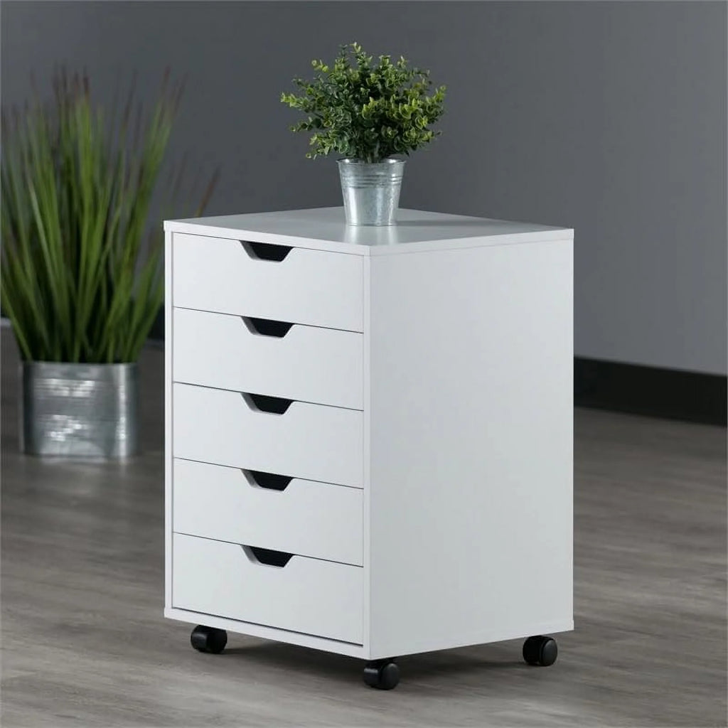 White 5 Drawer Wood File Cabinet F613370
