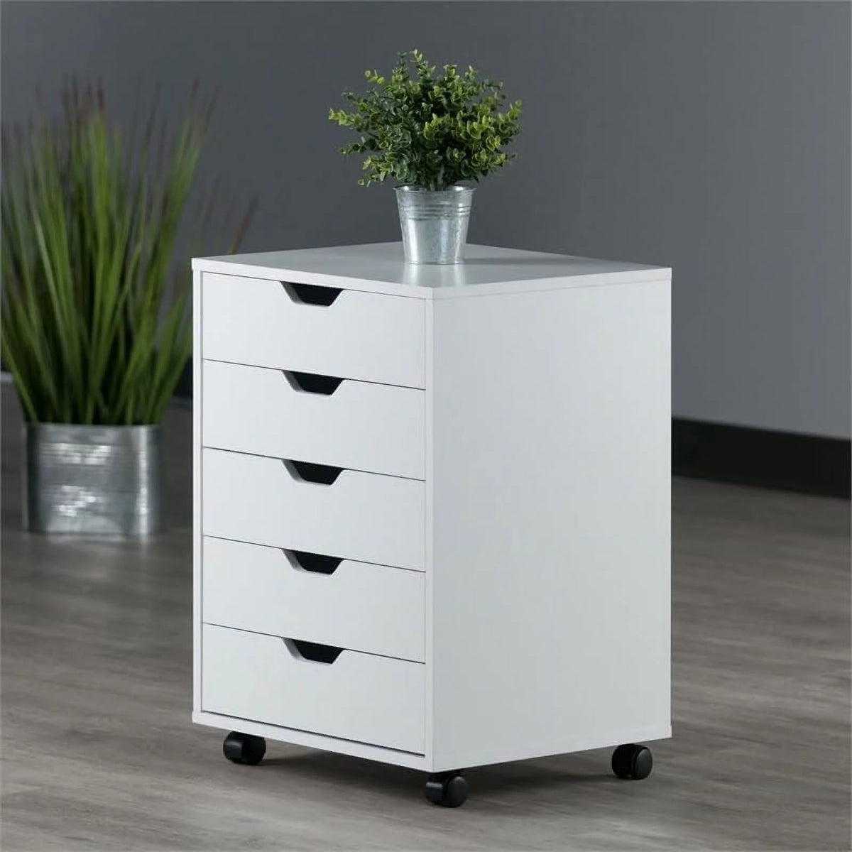 White 5 Drawer Wood File Cabinet F613370