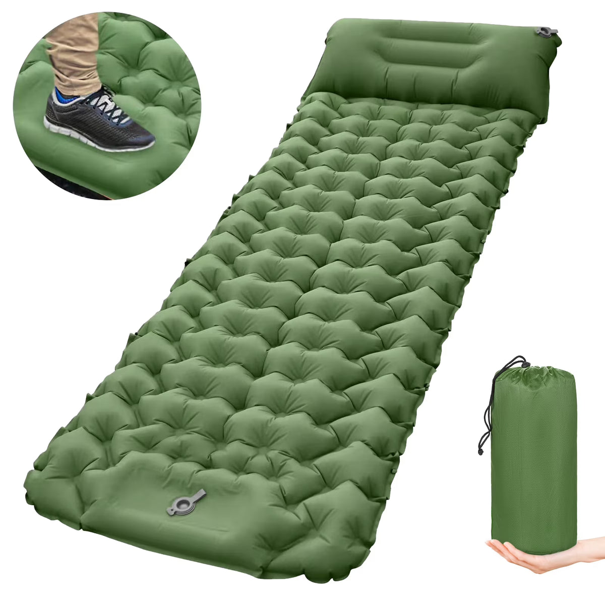 Ultralight Inflatable Camping Sleeping Pad with Pillow and Built in Pump K39470