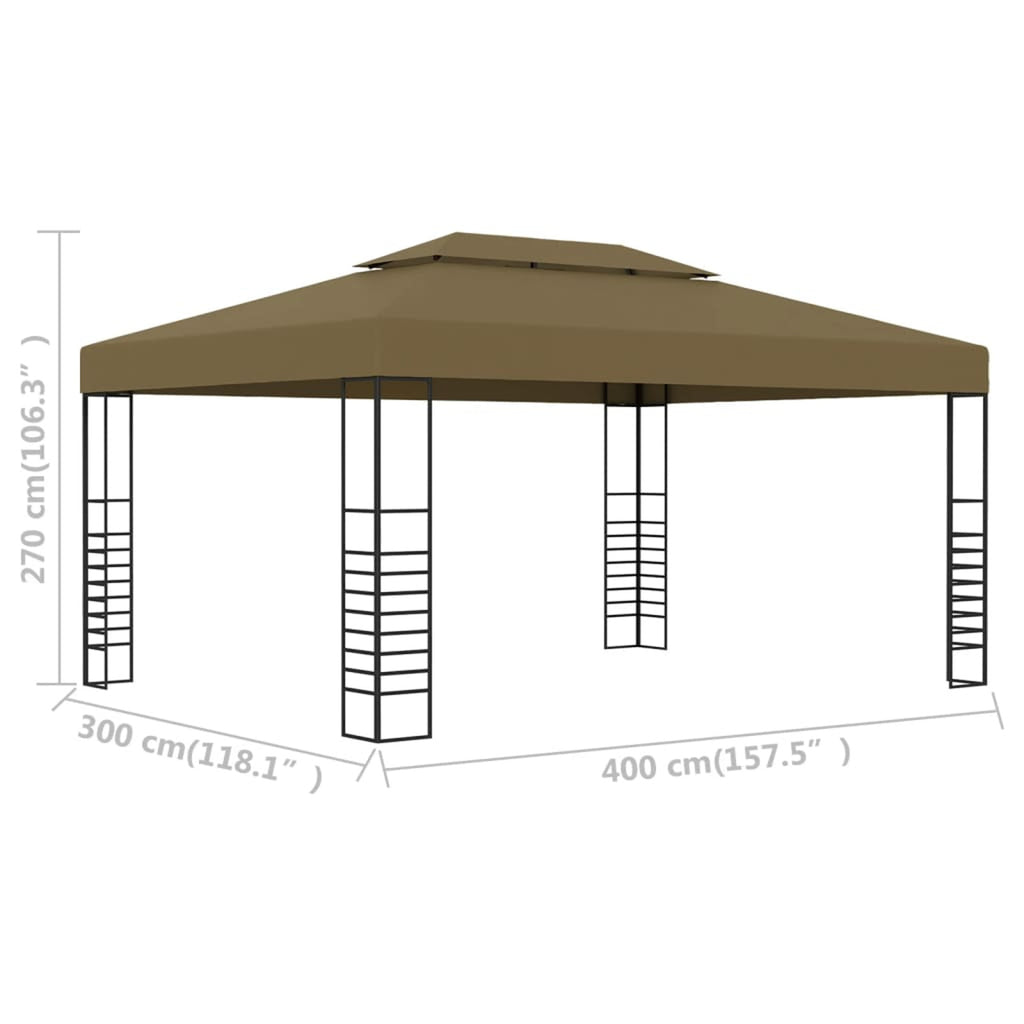 Steel Frame Garden Canopy Tent Sun Shelter Taupe V448
