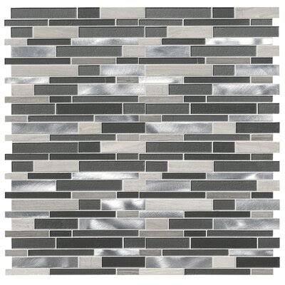 12x22 Glass Natural Stone Metal Mosaic Tile in Gray F3148