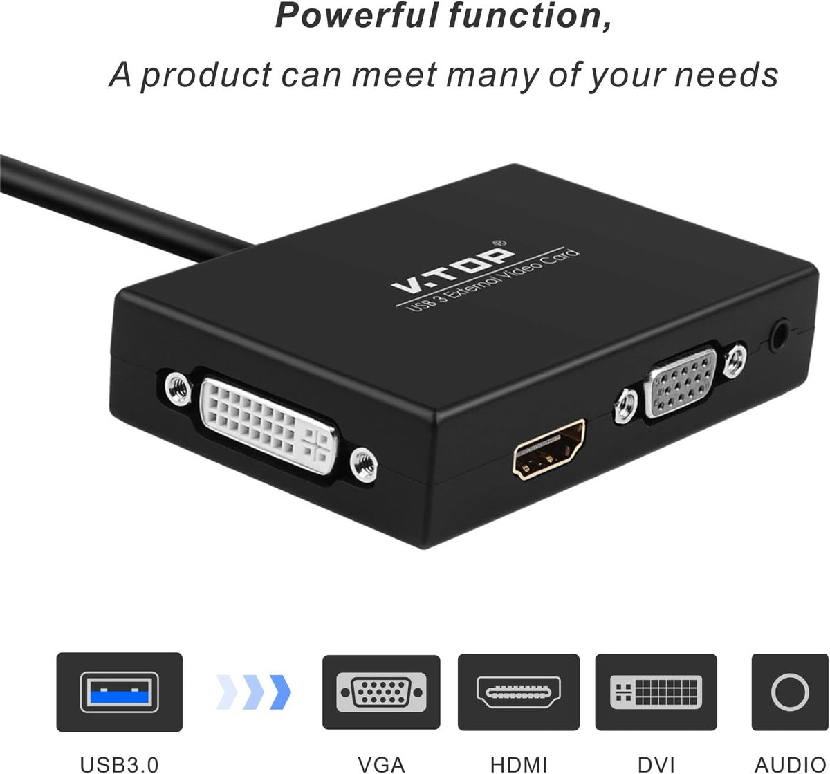USB 3.0 to HDMI-DVI-VGA Video Graphics Card Adapter, Pack of 2 K5736